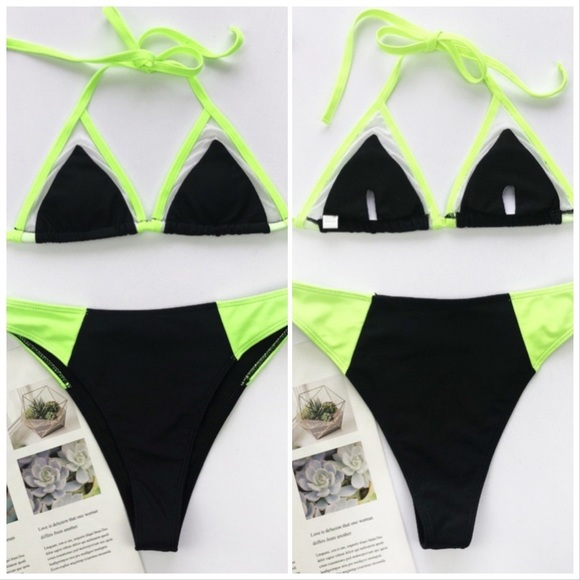 NEW‼️MESH BLACK NEON Green - bikini - Picture 2 of 2